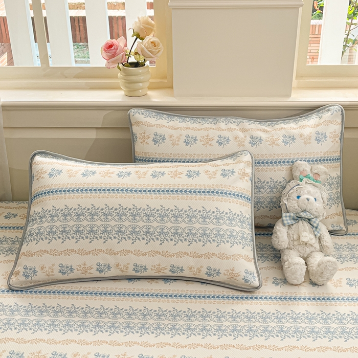 91家纺网 家纺一手货源 找家纺 星座家纺 2025新款斜纹提花凉感丝凉席床笠款三件套 床笠-古韵