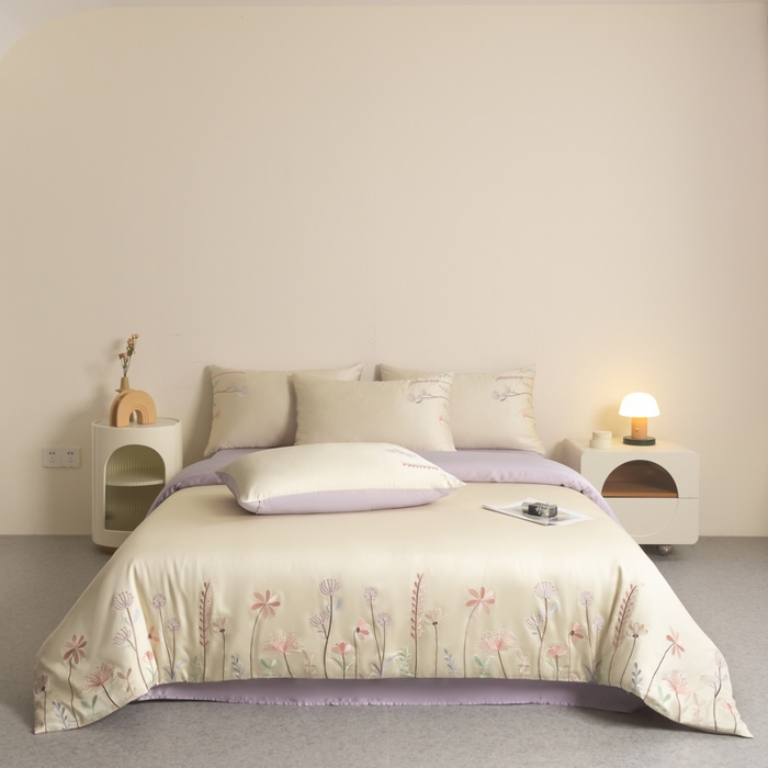 91家纺网 家纺一手货源 找家纺 （总）618家纺 2025新款60S100支进口兰精天丝四件套-初夏