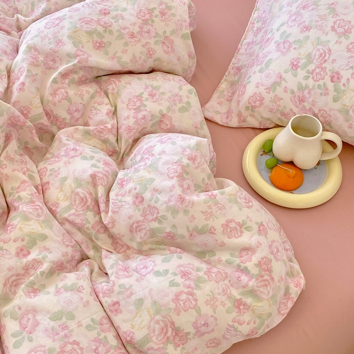 91家纺网 家纺一手货源 找家纺 于果 2025新款全棉双层纱四件套第四批 欧若拉