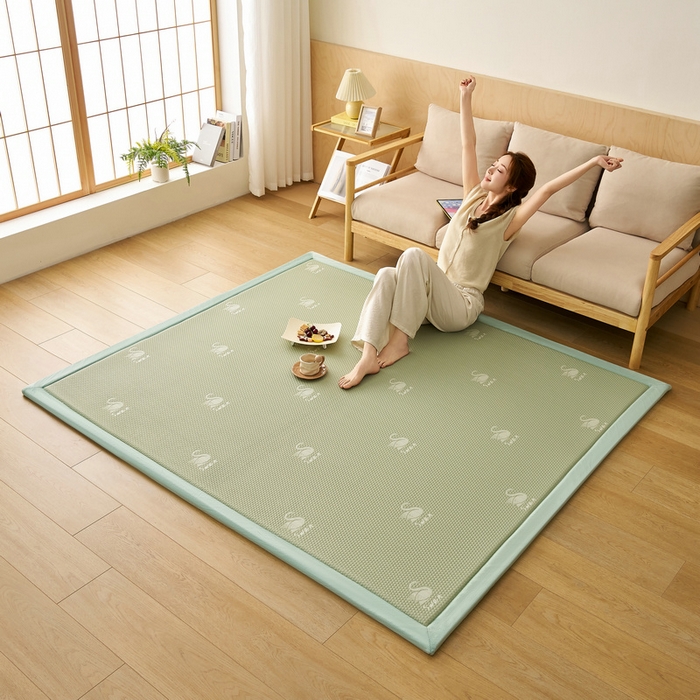 91家纺网 家纺一手货源 找家纺 锦丝钰床垫 2025新款真凉感冰豆豆天鹅系列地垫 冰豆豆-天鹅绿