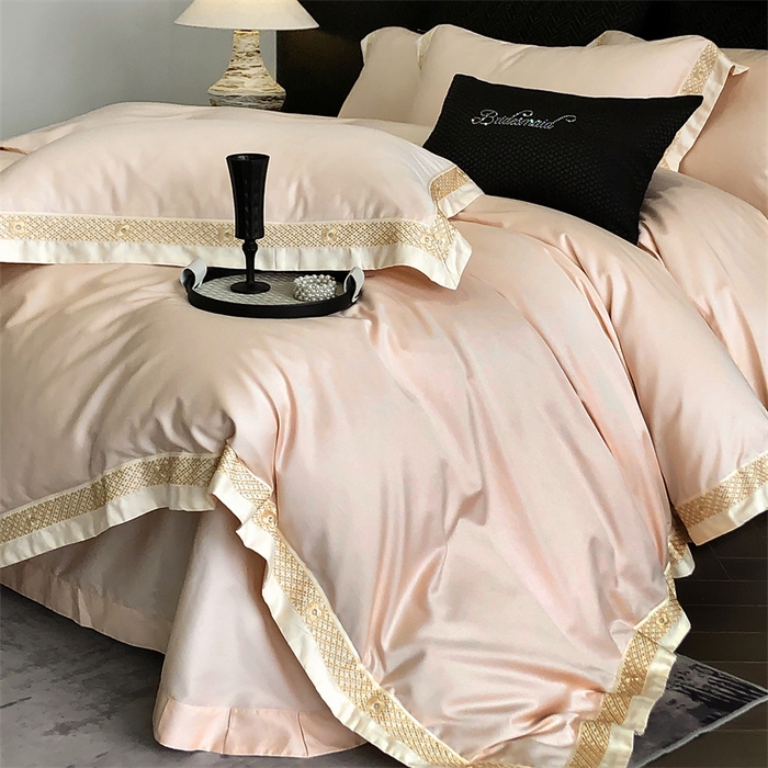 91家纺网 家纺一手货源 找家纺 2025新款全棉长绒棉刺绣四件套-迪克斯 迪克斯-粉