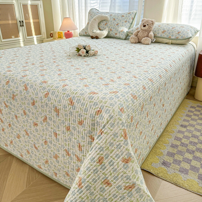 91家纺网 家纺一手货源 找家纺 梵朴 2025新款跑量款纯棉印花床盖三件套 玉兔