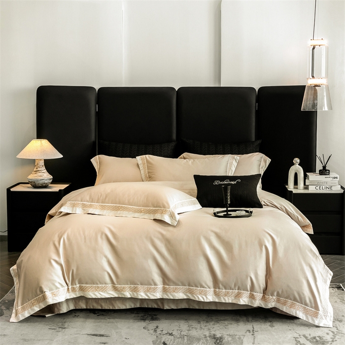 91家纺网 家纺一手货源 找家纺 2025新款全棉长绒棉刺绣四件套-迪克斯 迪克斯-金