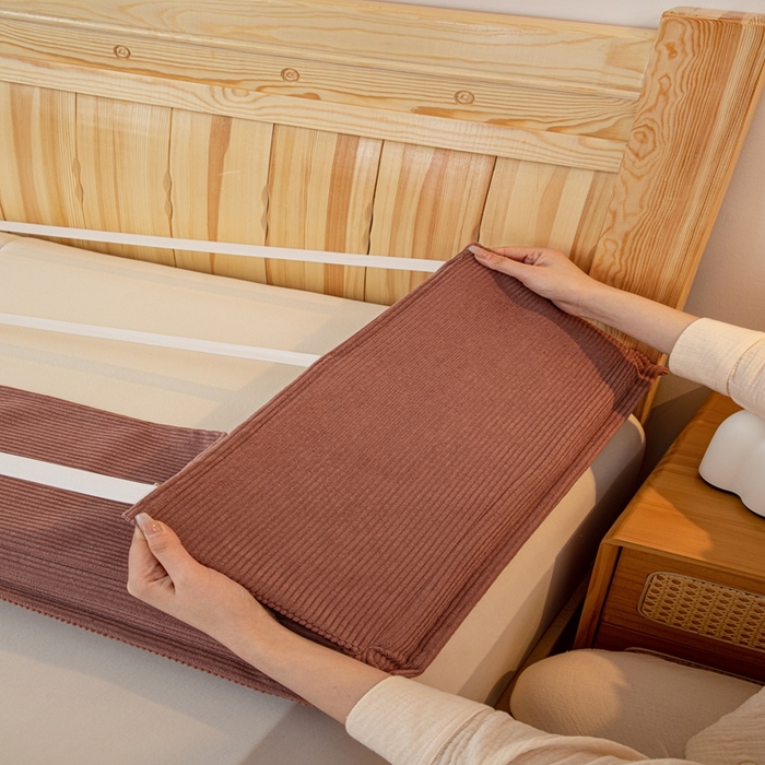 91家纺网 家纺一手货源 找家纺 沐沐家纺 2026新款灯芯绒床头平板大靠背 胭脂粉