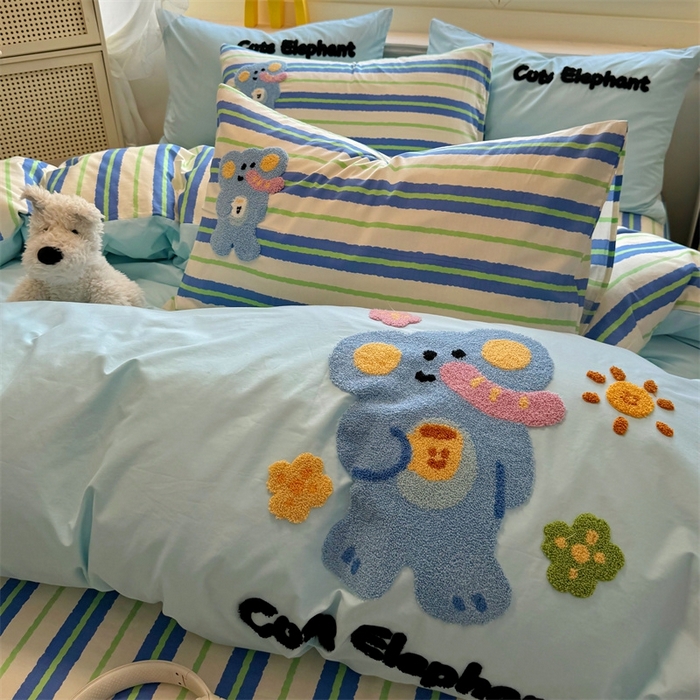 91家纺网 家纺一手货源 找家纺 启程2025全棉13372毛巾绣四件套 贝斯象