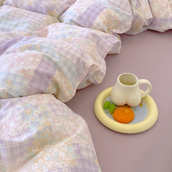 91家纺网 家纺一手货源 找家纺 于果 2025新款全棉双层纱四件套第四批 山花浪漫