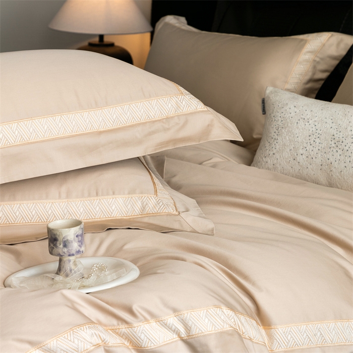 91家纺网 家纺一手货源 找家纺 2025新款全棉长绒棉刺绣四件套-时光 时光-金