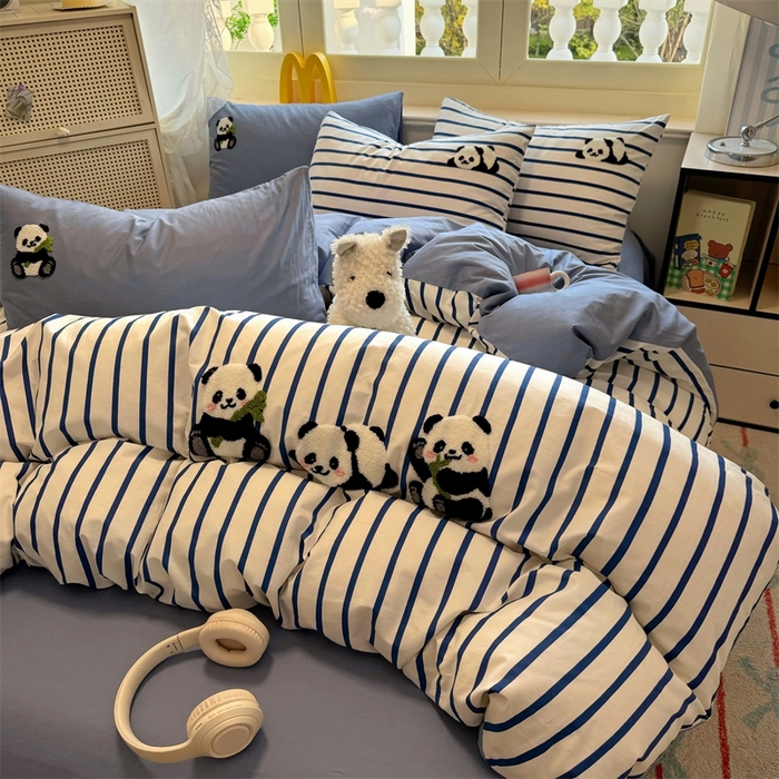 91家纺网 家纺一手货源 找家纺 启程2025全棉13372毛巾绣四件套 熊猫panda