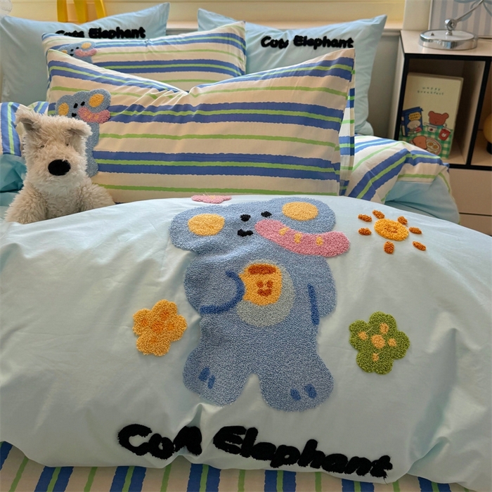 91家纺网 家纺一手货源 找家纺 启程2025全棉13372毛巾绣四件套 贝斯象