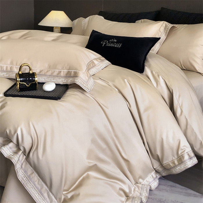 91家纺网 家纺一手货源 找家纺 2025新款全棉长绒棉刺绣四件套-迷宫 迷宫-香槟