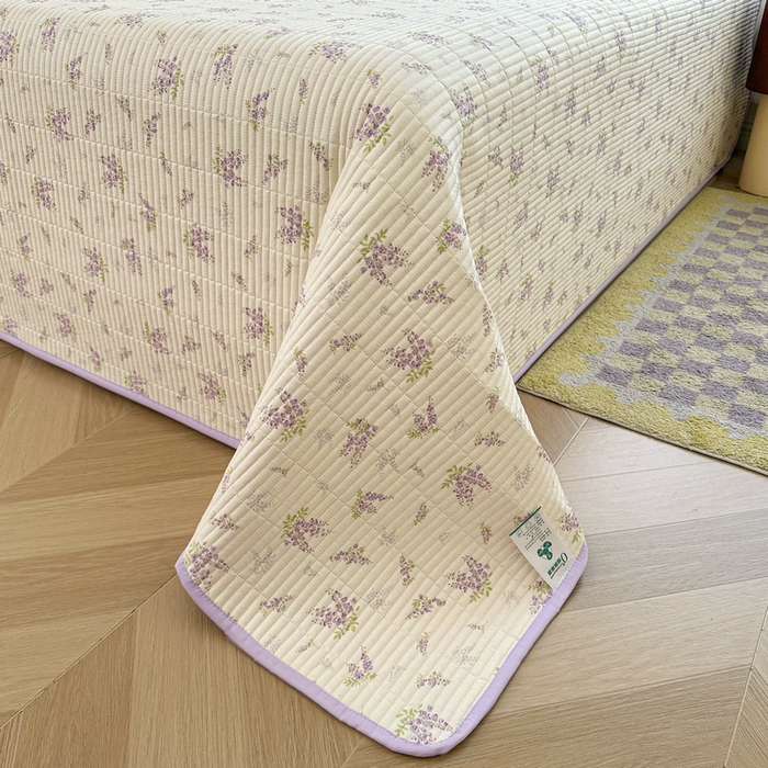 91家纺网 家纺一手货源 找家纺 梵朴 2025新款跑量款纯棉印花床盖三件套 芬芳紫