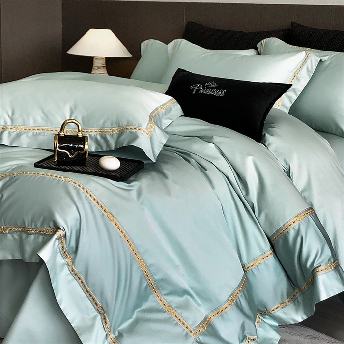 91家纺网 家纺一手货源 找家纺 2025新款全棉长绒棉刺绣四件套-慕研 慕研-松绿