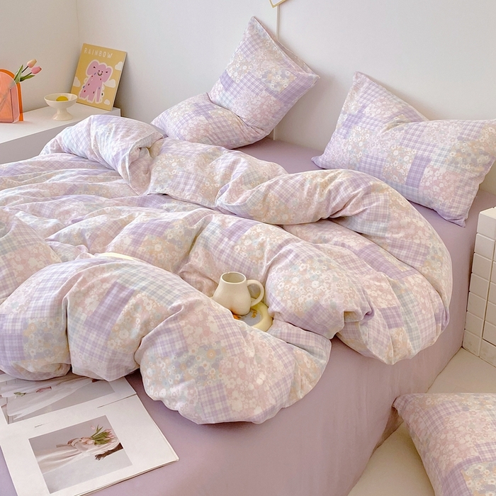 91家纺网 家纺一手货源 找家纺 于果 2025新款全棉双层纱四件套第四批 山花浪漫