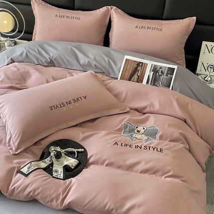 91家纺网 家纺一手货源 找家纺 （总）汣沐生活 2025新款高克重水洗天竺棉贴布刺绣款四件套