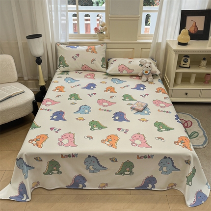 91家纺网 家纺一手货源 找家纺 星座家纺 2025新款斜纹提花凉感丝凉席床单款三件套 七彩龙