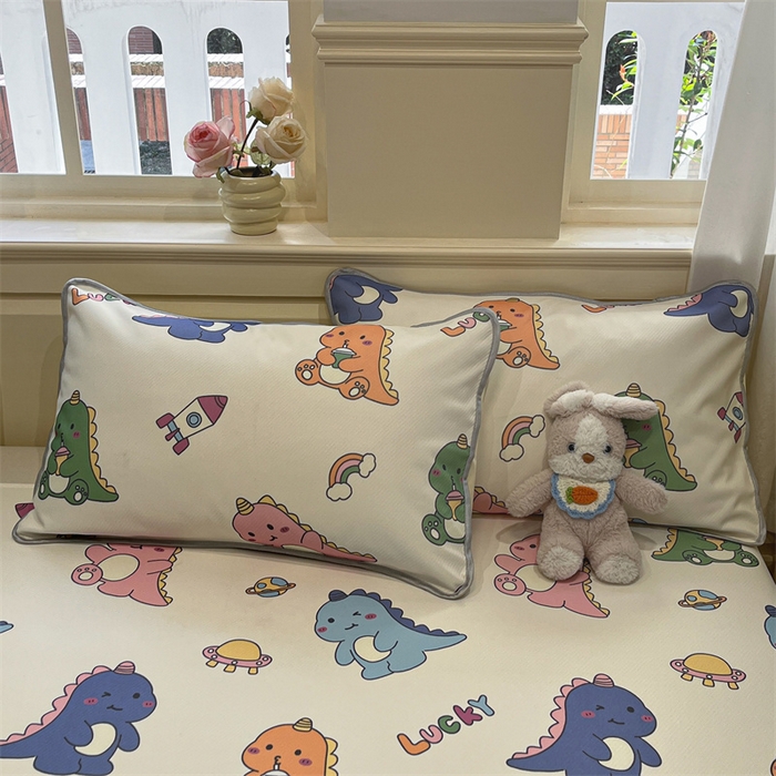 91家纺网 家纺一手货源 找家纺 星座家纺 2025新款斜纹提花凉感丝凉席床单款三件套 七彩龙