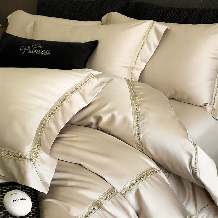 91家纺网 家纺一手货源 找家纺 2025新款全棉长绒棉刺绣四件套-慕研 慕研-香槟