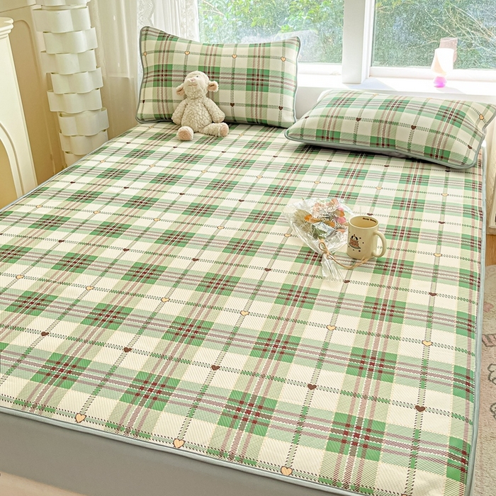 91家纺网 家纺一手货源 找家纺 星座家纺 2025新款斜纹提花凉感丝凉席床笠款三件套 床笠-水木年华