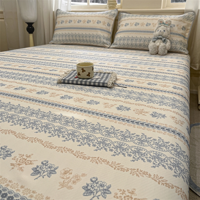 91家纺网 家纺一手货源 找家纺 星座家纺 2025新款斜纹提花凉感丝凉席床单款三件套 古韵