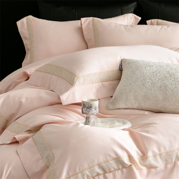 91家纺网 家纺一手货源 找家纺 （总）2025新款全棉长绒棉刺绣四件套-时光