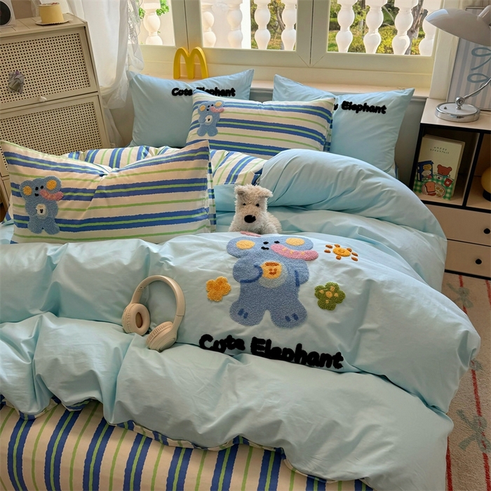 91家纺网 家纺一手货源 找家纺 启程2025全棉13372毛巾绣四件套 贝斯象