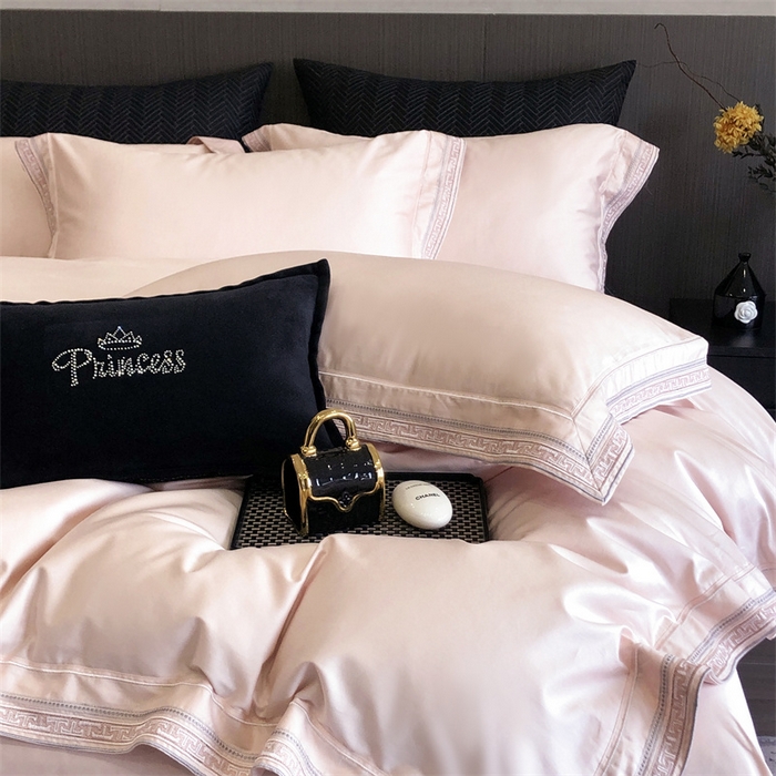 91家纺网 家纺一手货源 找家纺 2025新款全棉长绒棉刺绣四件套-迷宫 迷宫-粉