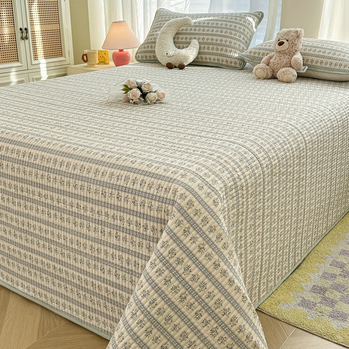 91家纺网 家纺一手货源 找家纺 梵朴 2025新款跑量款纯棉印花床盖三件套 洛可可