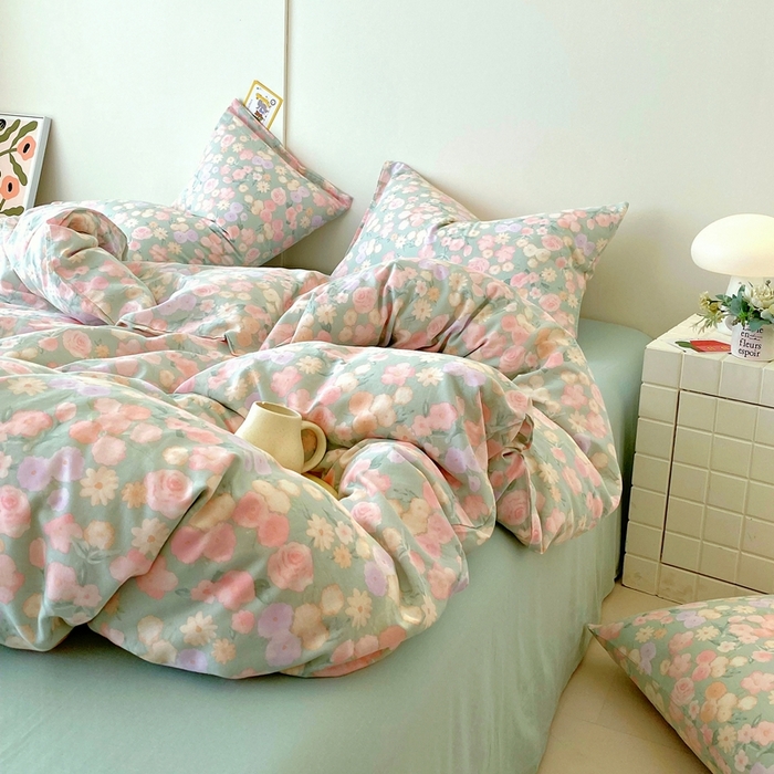 91家纺网 家纺一手货源 找家纺 于果 2025新款全棉双层纱四件套第四批 手捧玫瑰