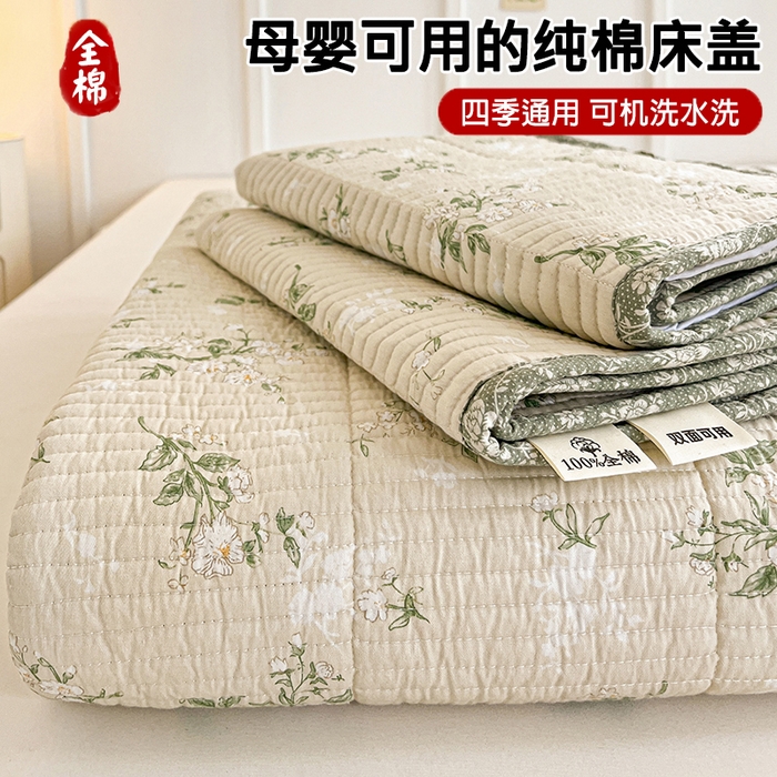 91家纺网 家纺一手货源 找家纺 梵朴 2025新款跑量款纯棉印花床盖三件套 茶艺师