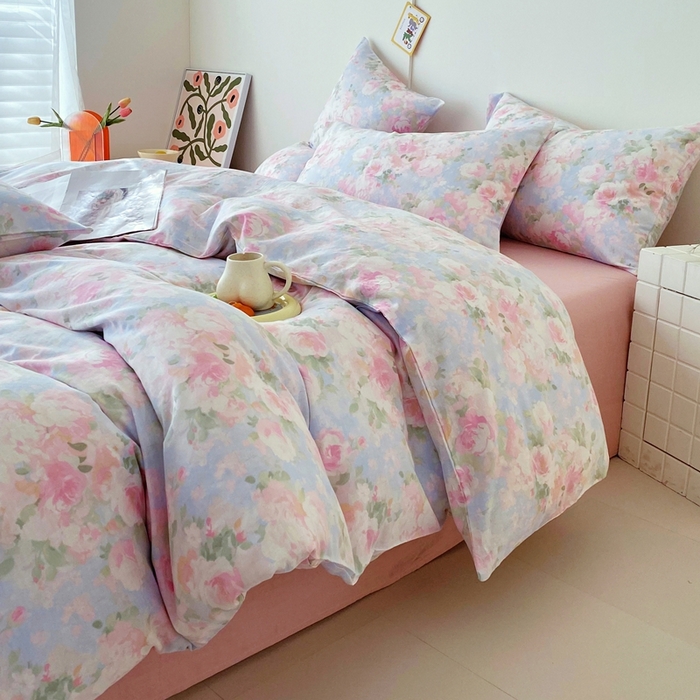 91家纺网 家纺一手货源 找家纺 于果 2025新款全棉双层纱四件套第四批 黎明心境