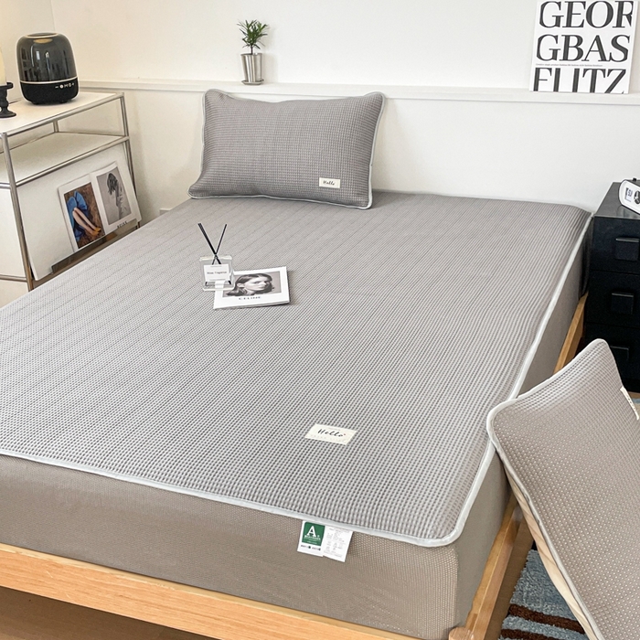 91家纺网 家纺一手货源 找家纺 吉象2025新款A类床笠款软凉席 华夫格高级灰