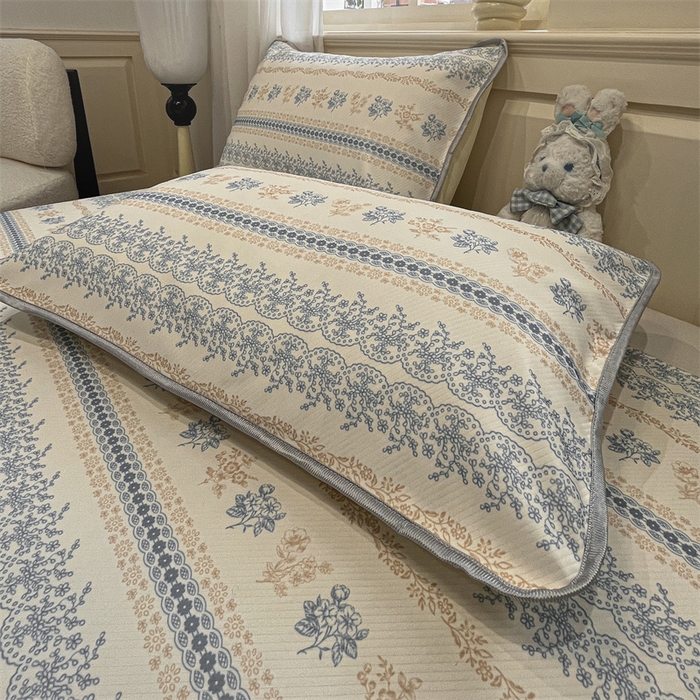 91家纺网 家纺一手货源 找家纺 星座家纺 2025新款斜纹提花凉感丝凉席床单款三件套 古韵