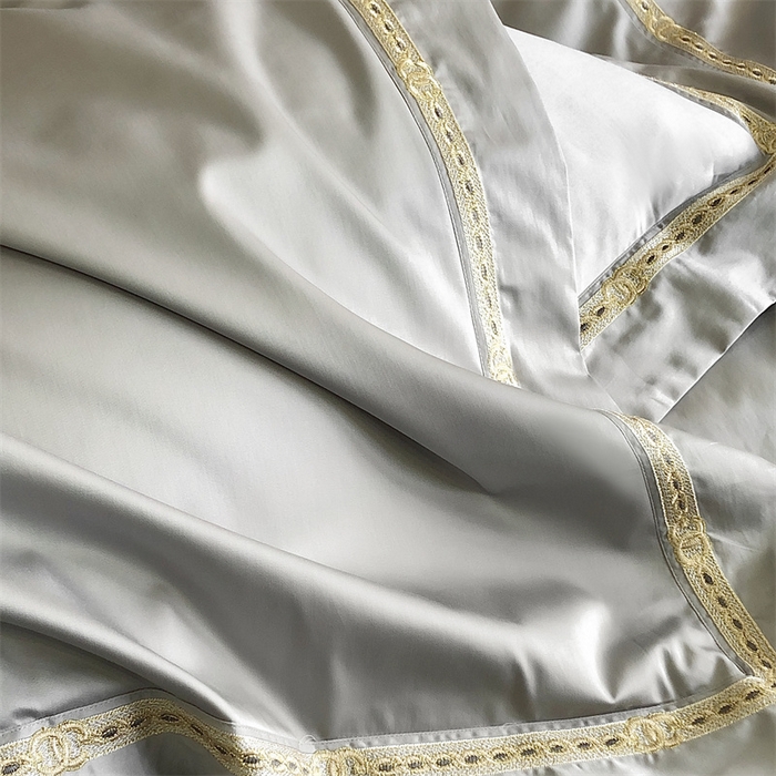 91家纺网 家纺一手货源 找家纺 2025新款全棉长绒棉刺绣四件套-慕研 慕研-灰