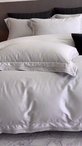 91家纺网 家纺一手货源 找家纺 2025新款全棉长绒棉刺绣四件套-迷宫 迷宫-灰