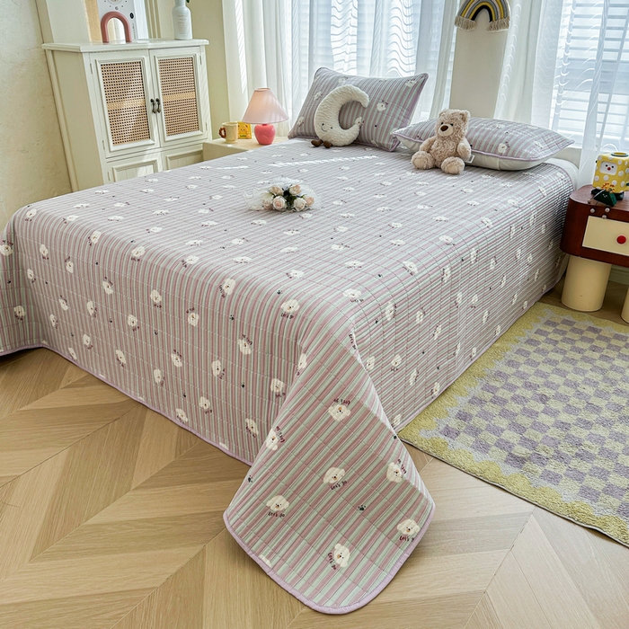 91家纺网 家纺一手货源 找家纺 梵朴 2025新款跑量款纯棉印花床盖三件套 努力小狗