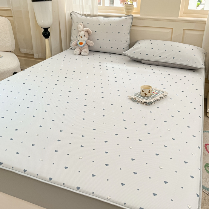 91家纺网 家纺一手货源 找家纺 星座家纺 2025新款斜纹提花凉感丝凉席床笠款三件套 床笠-小幸运