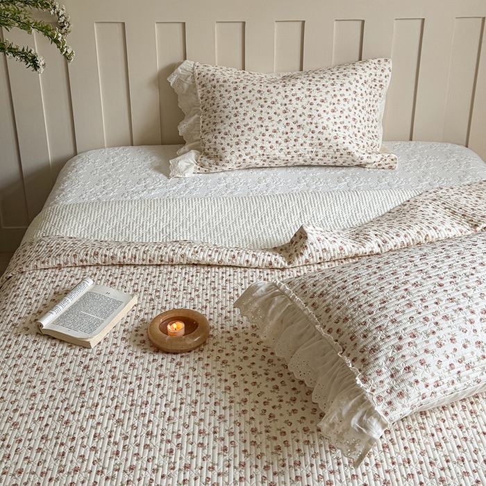 91家纺网 家纺一手货源 找家纺 麦伦家居 2025新款60s单层纱全棉床盖 玫瑰庄园