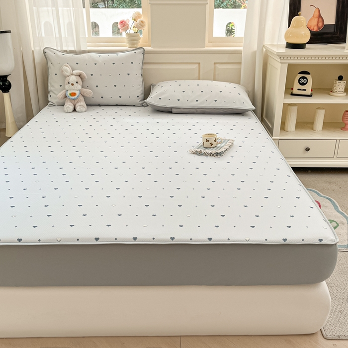 91家纺网 家纺一手货源 找家纺 星座家纺 2025新款斜纹提花凉感丝凉席床笠款三件套 床笠-小幸运