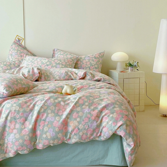 91家纺网 家纺一手货源 找家纺 于果 2025新款全棉双层纱四件套第四批 手捧玫瑰