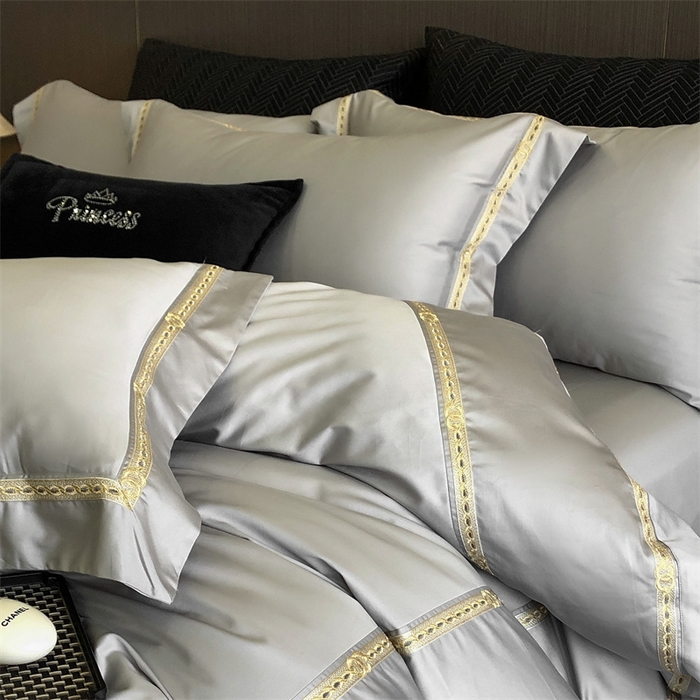 91家纺网 家纺一手货源 找家纺 2025新款全棉长绒棉刺绣四件套-慕研 慕研-灰