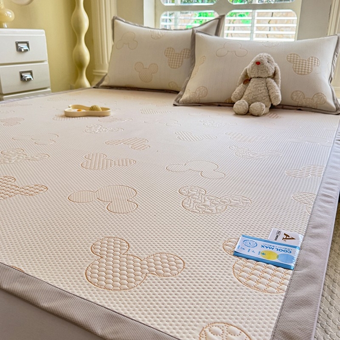 91家纺网 家纺一手货源 找家纺 绒世界 2025新款A类提花凉感豆豆复合凉席套件 提花豆豆-米琦