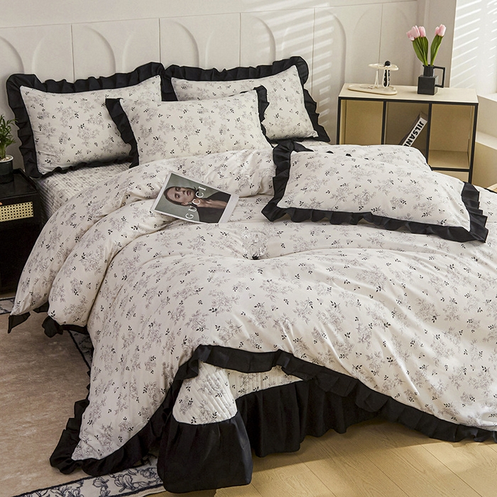 91家纺网 家纺一手货源 找家纺 铠畅家纺 2025新款有氧双层纱印花夹棉床盖四件套-终版 沉香