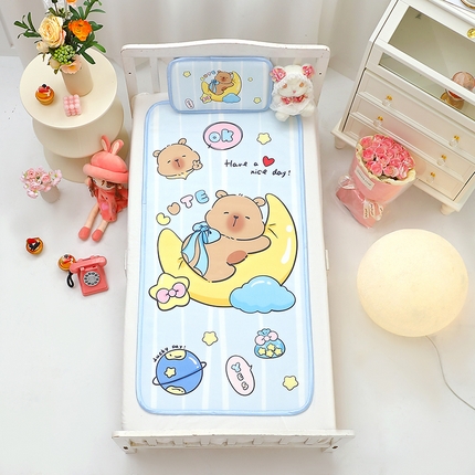 91家纺网 家纺一手货源 找家纺 八零年代 2025新品云柔牛奶丝儿童凉席套件