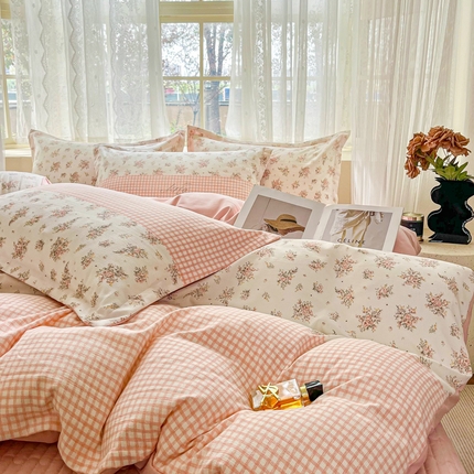 91家纺网 家纺一手货源 找家纺 （总）2025斯卡诺新款拼色针织水洗棉床盖四件套