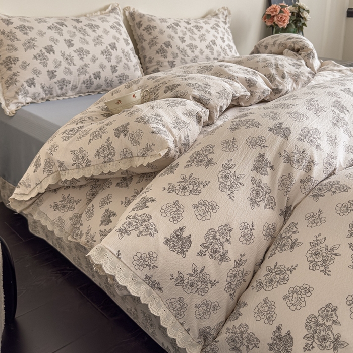 91家纺网 家纺一手货源 找家纺 可思家纺 2025新款法式皱皱纱四件套 夏日海岛