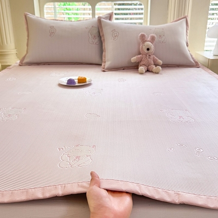 丝印良品 2025新款A类提花凉感豆豆复合凉席套件 提花豆豆-招财猫