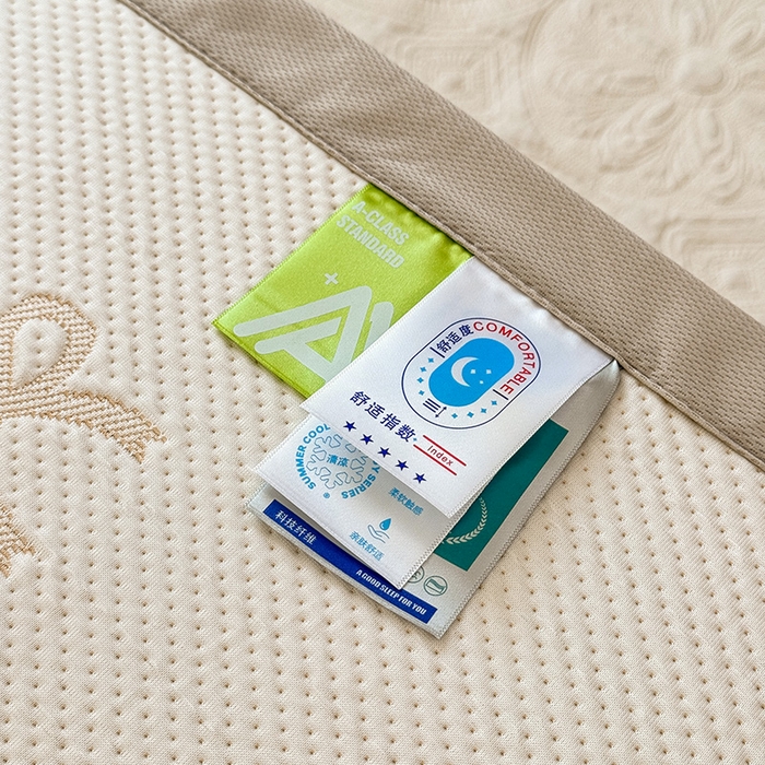 91家纺网 家纺一手货源 找家纺 （总）丝印良品 2025新款A类提花凉感豆豆复合凉席套件