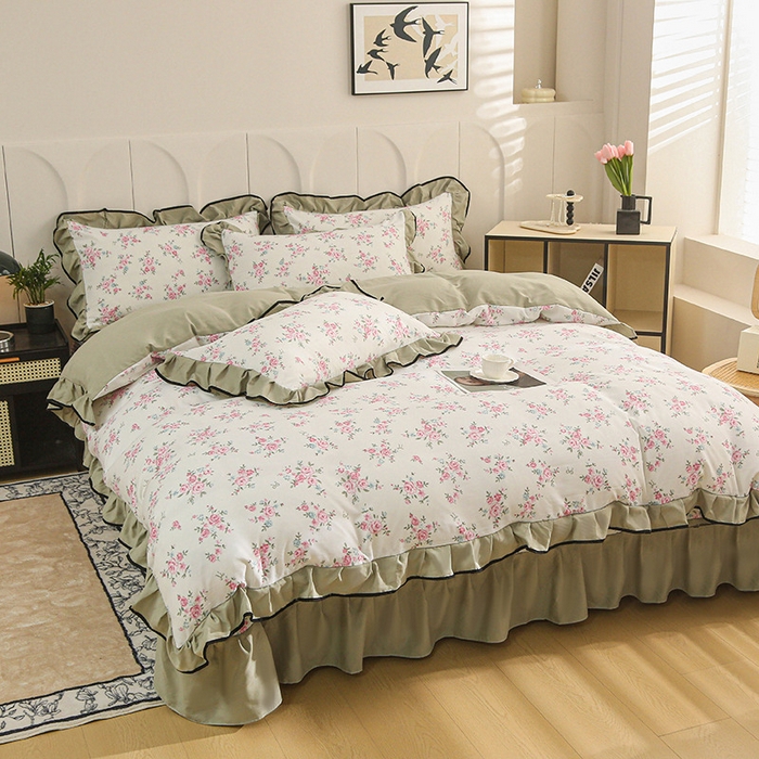 91家纺网 家纺一手货源 找家纺 铠畅家纺 2025新款有氧双层纱印花夹棉床盖四件套-终版 晨曦微露