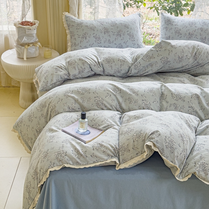 91家纺网 家纺一手货源 找家纺 可思家纺 2025新款法式皱皱纱四件套 莱茵河畔