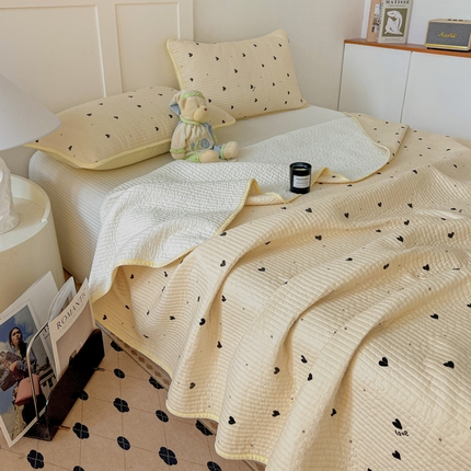 2025新款A类纯棉双层纱床盖  甜心-米